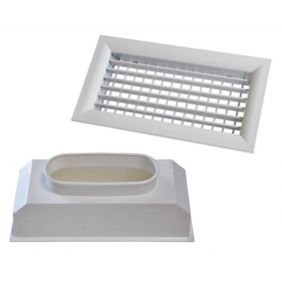 Grille de soufflage 300 x 150 double déflexion + plenum ABS